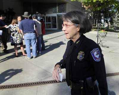 FILE - Anne Kirkpatrick, who served as Spokane’s police chief from 2006 to 2012, has reportedly been named police chief of Oakland, California. Here she’s seen outside Spokane City Hall in 2011. (Dan Pelle / The Spokesman-Review)