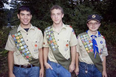 
Three members of Boy Scout Troop 216 will become Eagle Scouts this year. Pictured from left are Brian Hannibal, Nick Caswell and Aaron Clawson. Clawson's Eagle Honor Ceremony was held in July, and a joint ceremony will be held for the two other scouts this fall. PHOTO COURTESY JAMES HANNIBAL
 (PHOTO COURTESY JAMES HANNIBAL / The Spokesman-Review)