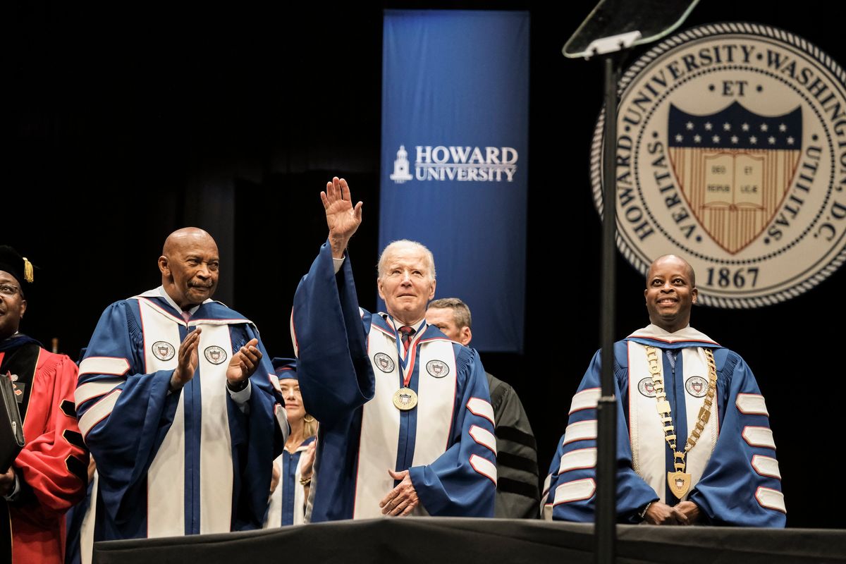 President Joe Biden appears at Howard University