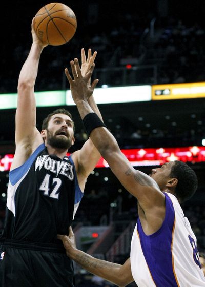 Minnesota’s Kevin Love is averaging 25.5 points and 13.7 rebounds this season. (Associated Press)