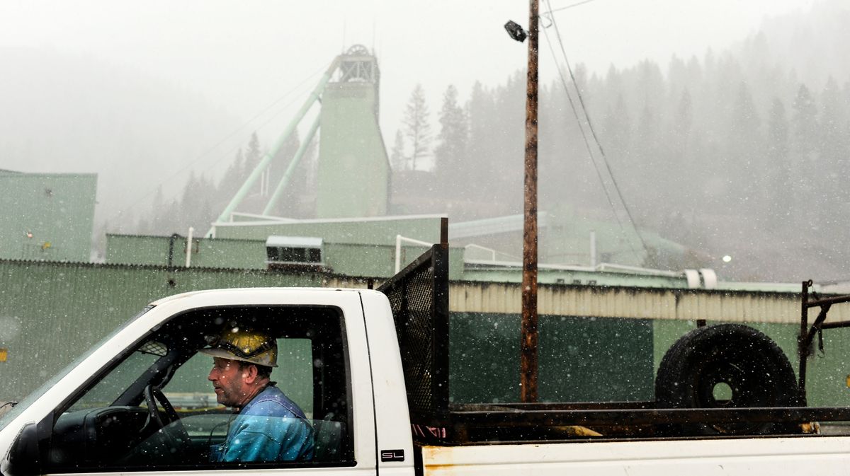 A Lucky Friday miner was pictured at the front entrance of the mine in Mullan, Idaho, on April 18, 2011, while crews worked to free trapped miner Larry Marek, who died when a 25-foot-high rock pile collapsed April 15, 2011. (Kathy Plonka / The Spokesman Review)