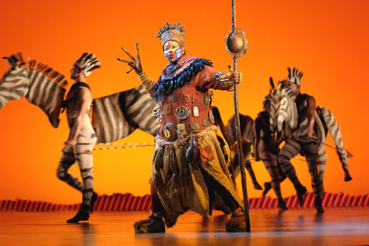 In this photo provided by the Las Vegas News Bureau, a scene is shown during a performance of Disney’s “The Lion King,” in Las Vegas. (Darrin Bush / AP)