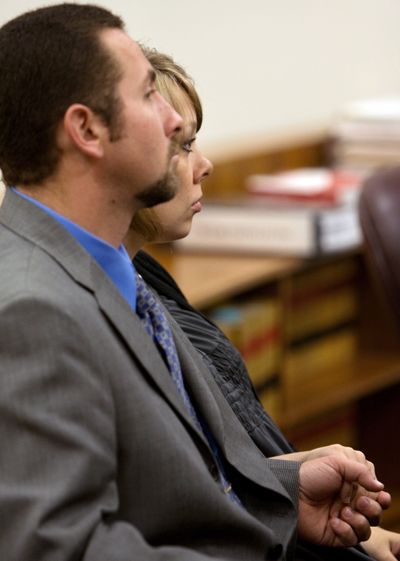 Carl and Raylene Worthington listen to motions during opening statements  Monday in Clackamas County Circuit Court in Oregon City, Ore.  (Associated Press / The Spokesman-Review)