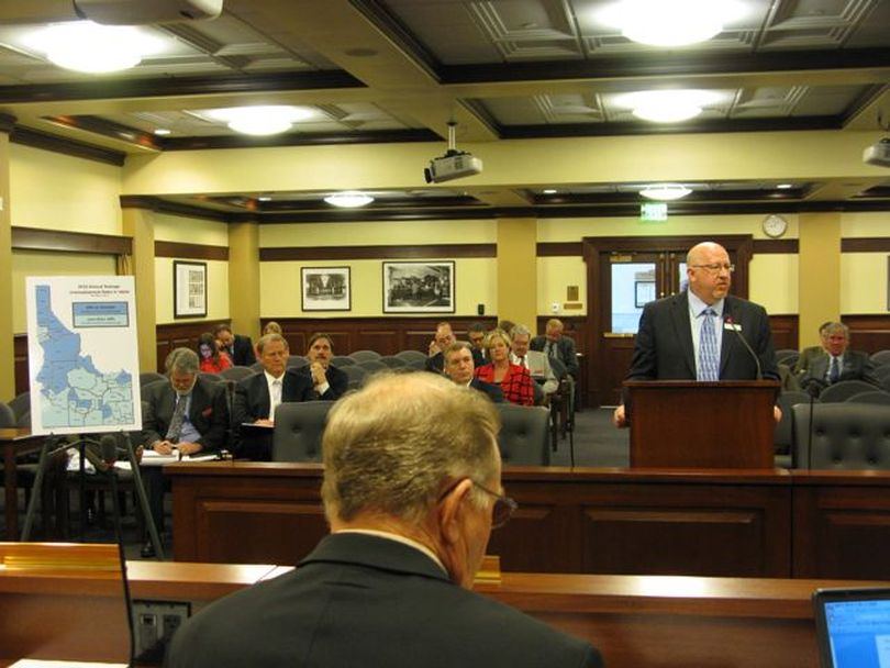 Mark Warbis, aide to Gov. Butch Otter, pitches the governor's 