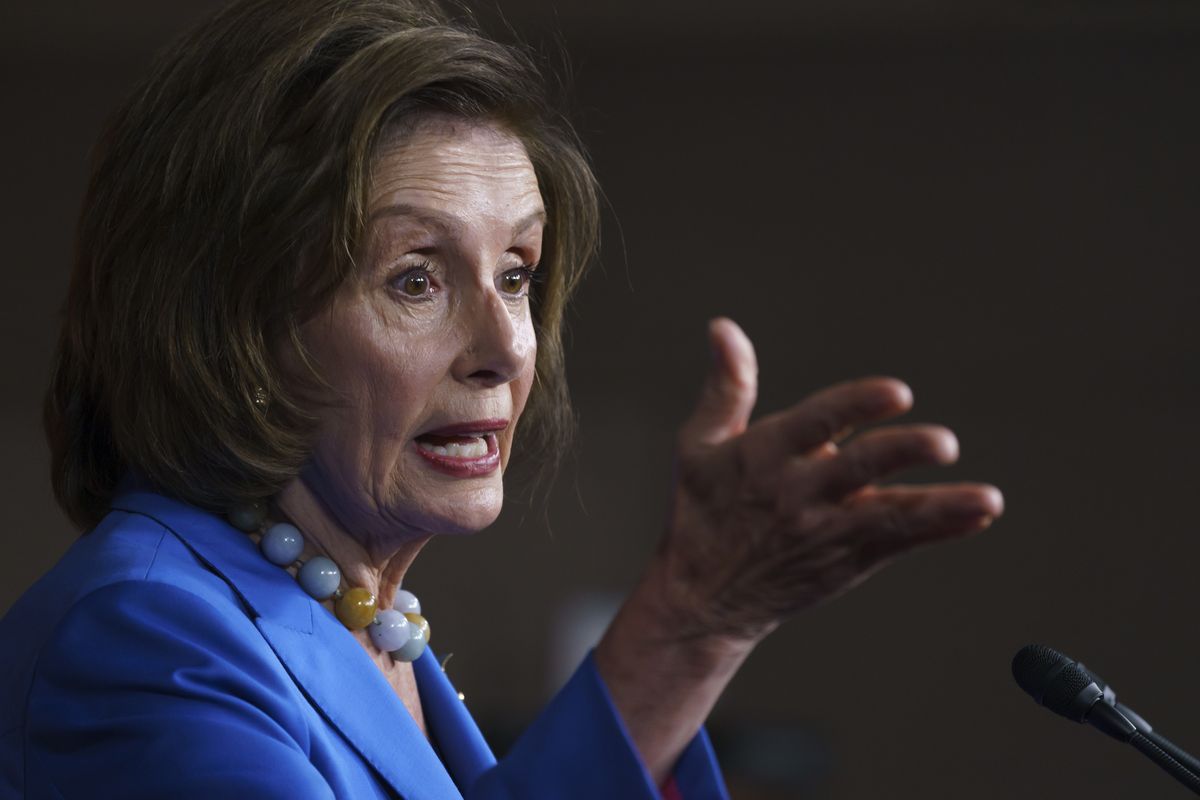 Speaker of the House Nancy Pelosi, D-Calif., meets with reporters at the Capitol in Washington, Tuesday, Oct. 12, 2021.  (J. Scott Applewhite)