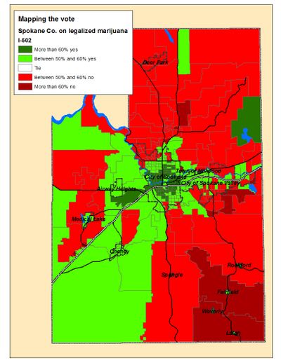 The Election night count for I-502 in Spokane County (Jim Camden)