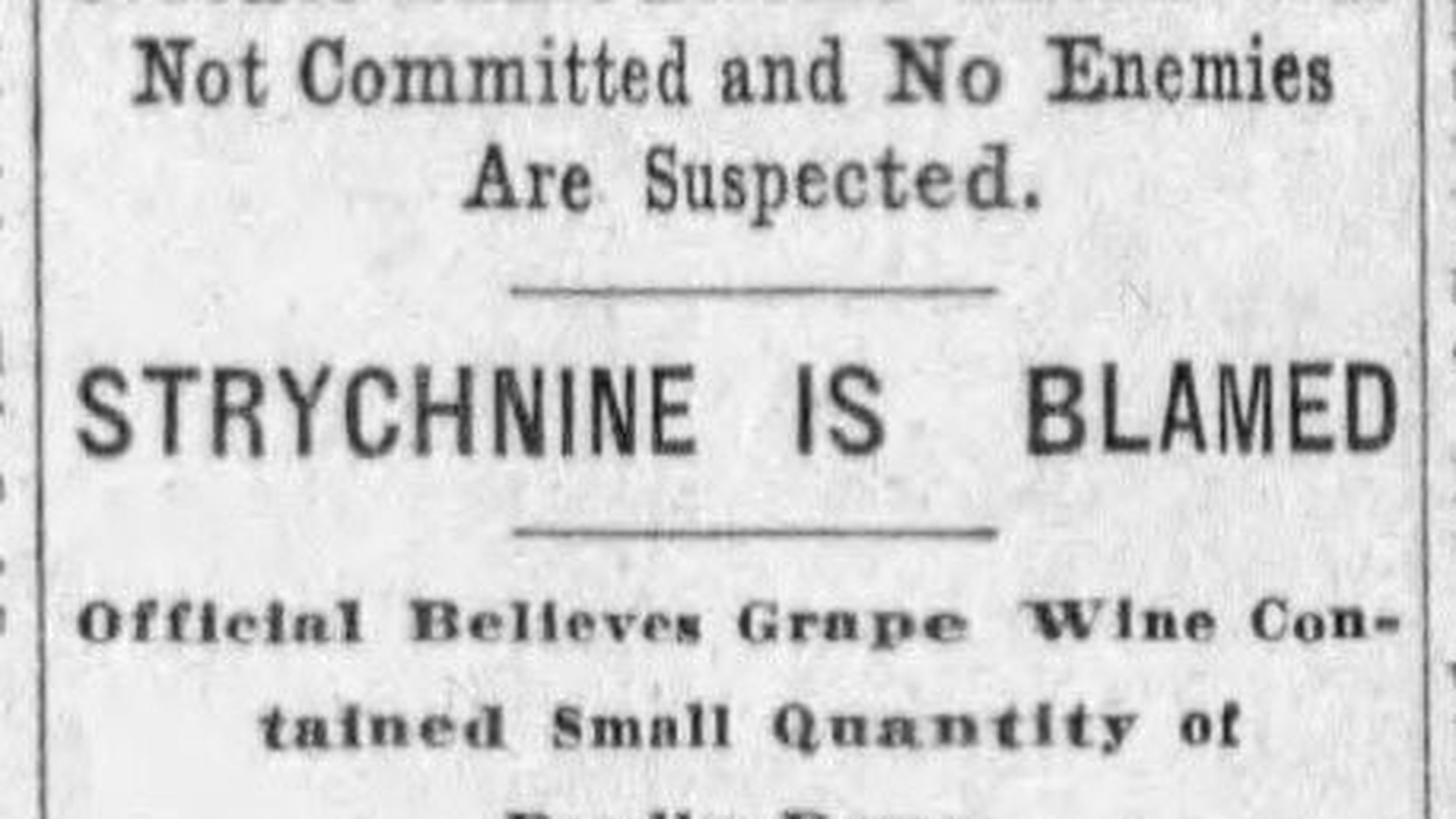 Loss of strychnine a long time coming