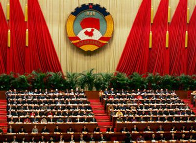 
Chinese leaders and delegates attend the opening session of the Chinese People's Political Consultative Conference in Beijing's Great Hall of the People on Saturday. 
 (Associated Press / The Spokesman-Review)