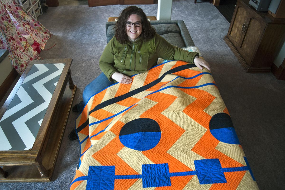 Heather Black is a quilter and two of her quilts have been chosen for display at QuiltCon. This is a recently finished quilt. (Dan Pelle / The Spokesman-Review)