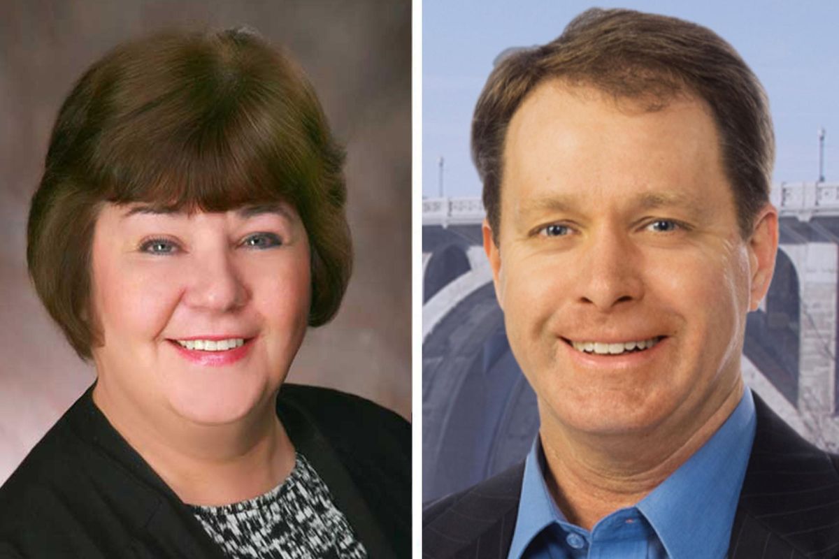 Incumbent Karen Stratton faces Andy Rathbun in the race for a Spokane City Council seat representing northwest Spokane in the November 2019 election. (Courtesy photos)