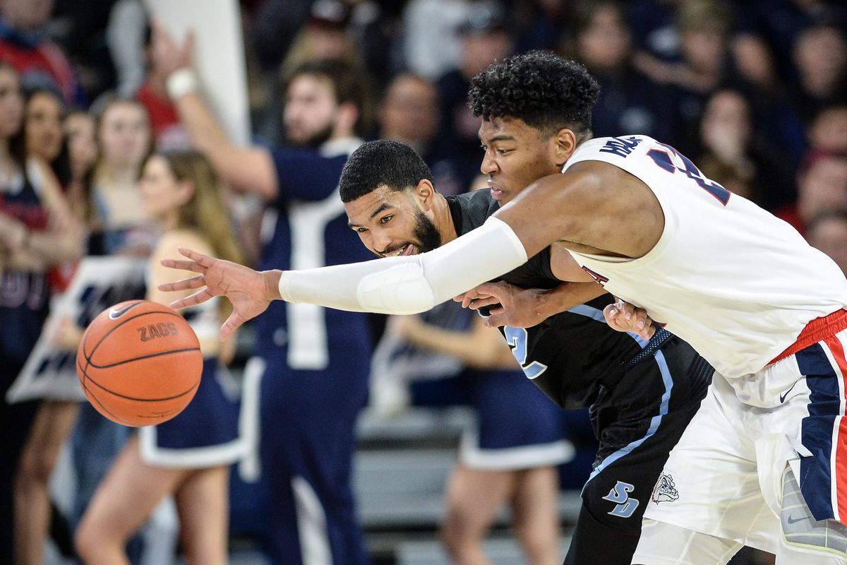 Gonzaga forward Rui Hachimura steals the ball from San Diego guard Isaiah Wright, Saturday, Feb. 2, 2019, in the McCarthey Athletic Center. (Dan Pelle / The Spokesman-Review)