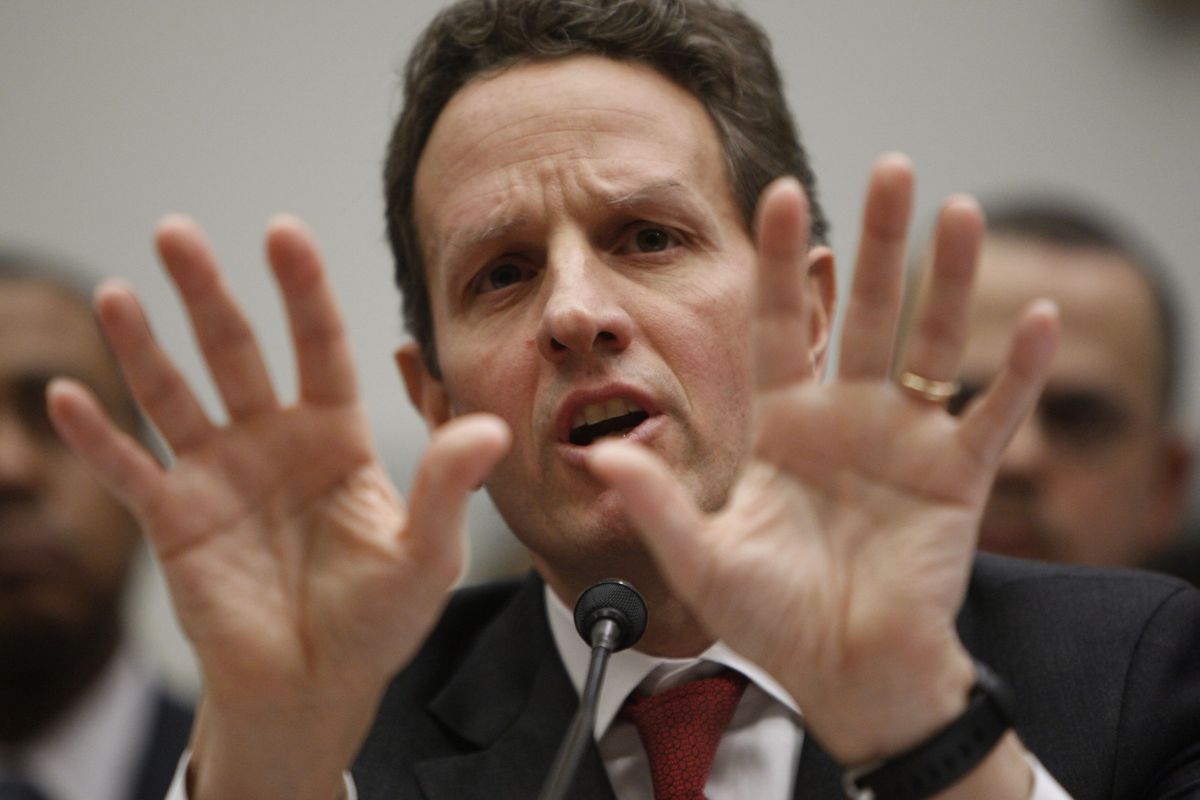 Treasury Secretary Timothy Geithner testifies  at the House Oversight and Government Reform Committee hearing on AIG.