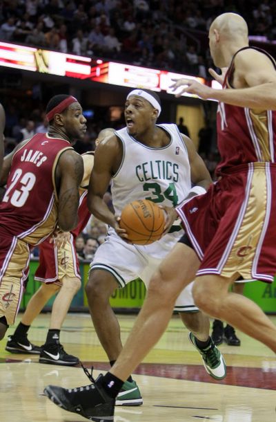 Boston Celtics forward Paul Pierce was clutch in Cleveland.  (Associated Press / The Spokesman-Review)