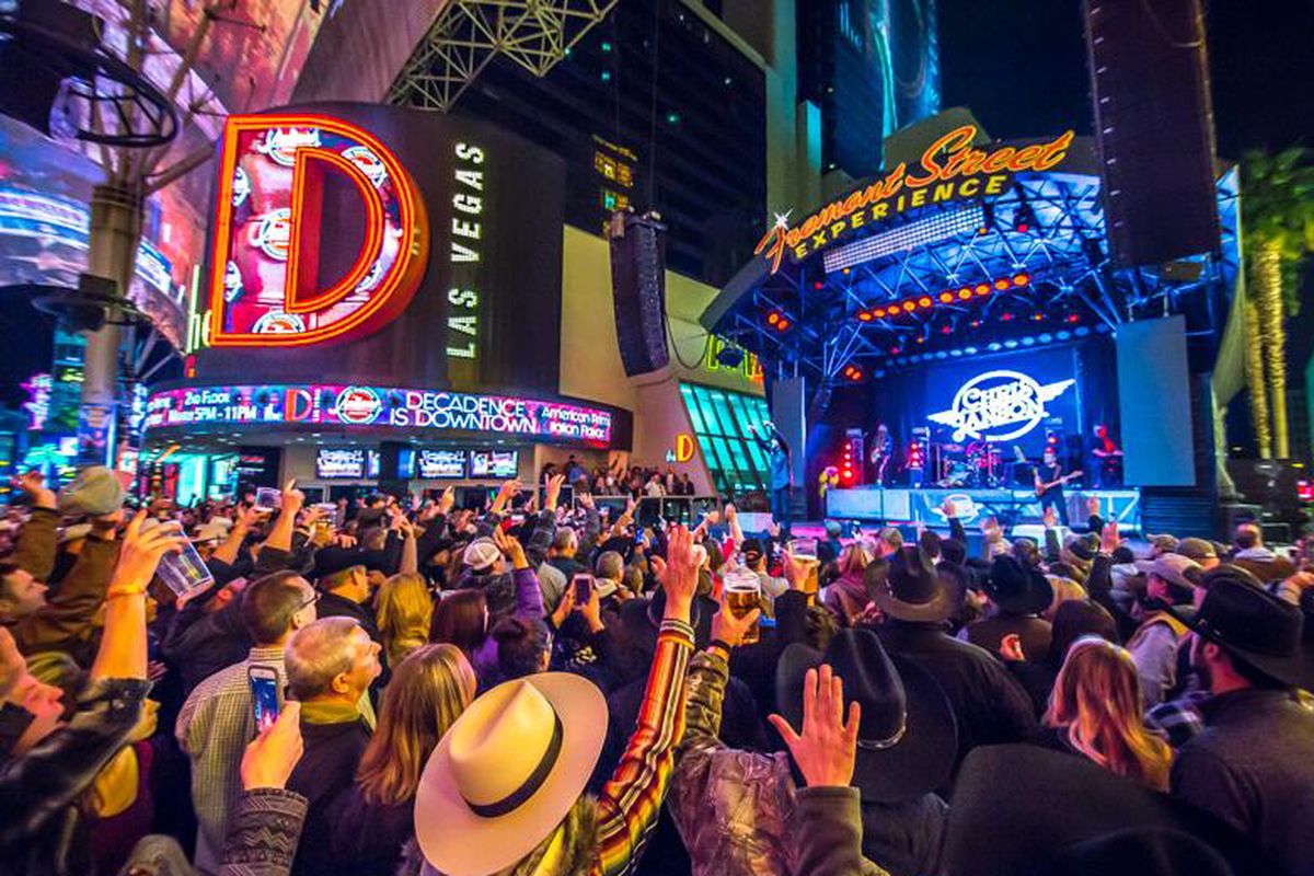 The Fremont Street Experience features live performers nightly amid the casinos of Downtown Las Vegas.   (Courtesy of Fremont Street Experience)