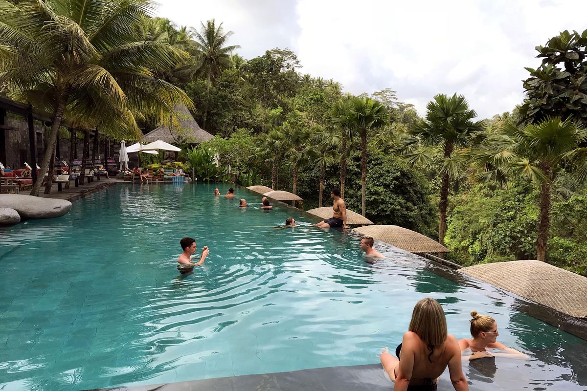At the hotel Chapung Sebali, the Jungle Fish Bar is a draw for day trippers who want to spend a day hanging out at a pool in the tropical forest near Ubud. (Robin Abcarian / TNS)