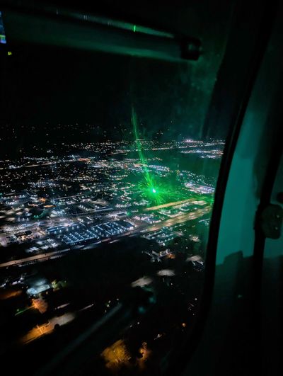 A laser pointing at a Spokane County helicopter in 2023. (Spokane County Sheriff's Office)