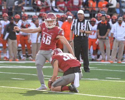 WSU kicker Erik Powell had a productive season in 2015, making all 49 extra-point attempts and connecting on 20 of 26 field-goal attempts. (AP / Associated Press)