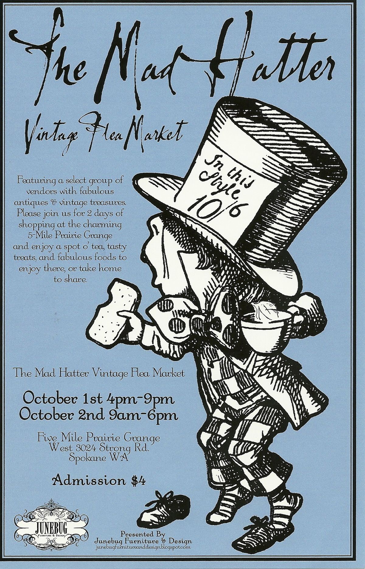The Mad Hatter Vintage Flea Market will be held Oct. 1 and 2, 2010, at the Five Mile Prairie Grange. (Mad Hatter Vintage Flea Market)