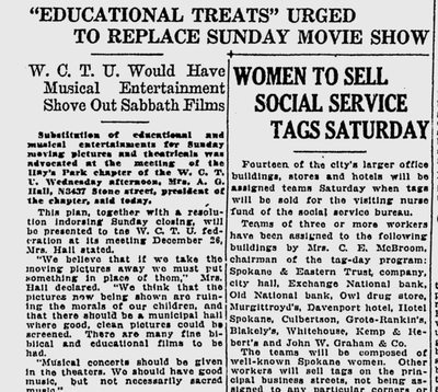 “We think that the pictures now being shown are ruining the morals of our children,” said a spokesperson for the Women’s Christian Temperance Union. (Spokane Daily Chronicle archives)