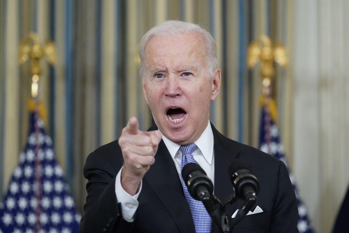 President Joe Biden responds to a question about the U.S. border as he speaks in the State Dinning Room of the White House, Saturday, Nov. 6, 2021, in Washington.  (Alex Brandon)