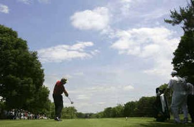 
Jack Nicklaus tees off on the third hole Friday in perhaps his final appearance in a PGA Tour event on American soil. 
 (Associated Press / The Spokesman-Review)