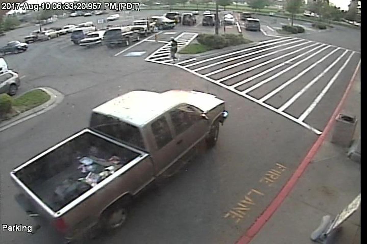 Surveillance footage from the bank shows the suspected bank robber’s vehicle. (Courtesy photo)