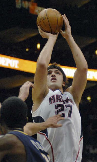 
Center Zaza Pachulia helped the Hawks to their fifth straight win with a victory over Indiana on Wednesday night.Associated Press
 (Associated Press / The Spokesman-Review)