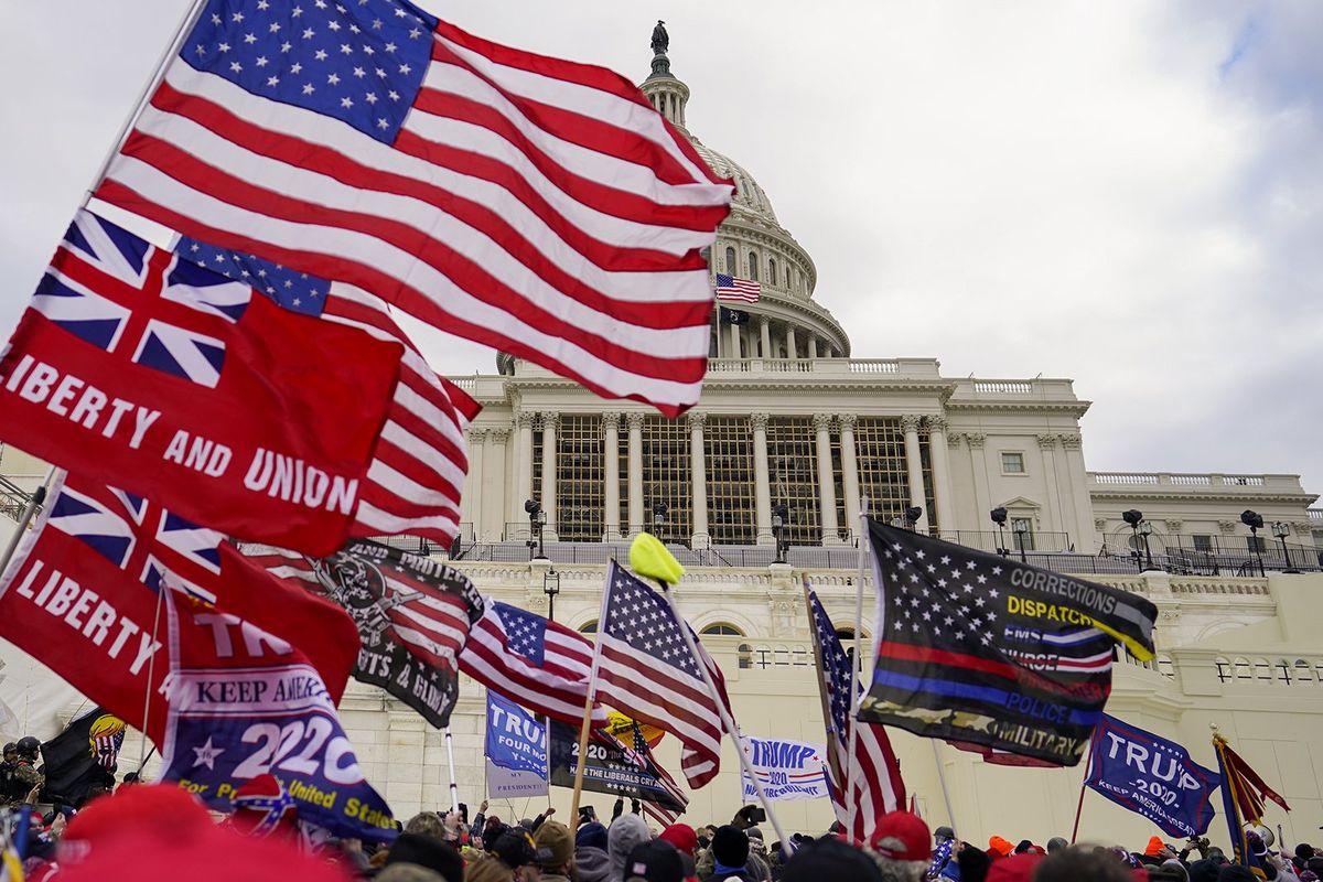Protesters gather Jan. 6, 2021, outside the Capitol, fueled by President Trump’s continued claims of election fraud. (Kent Nishimura/Los Angeles Times/TNS)