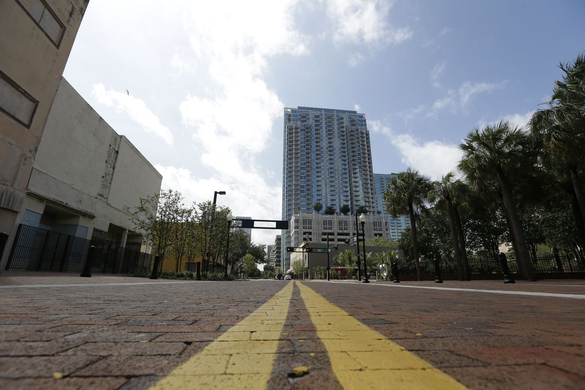 A street in downtown Tampa is shown Tuesday, Aug. 28, 2012, in Tampa, Fla. It