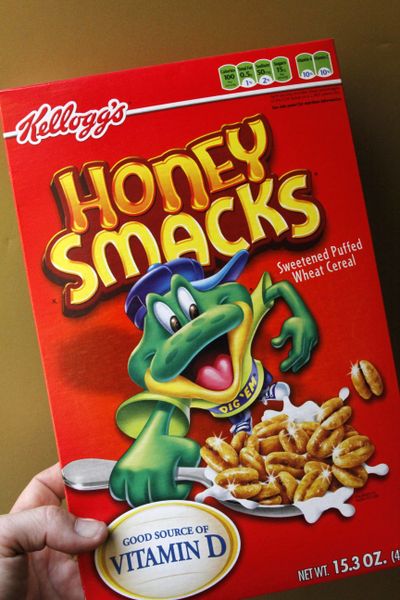 A box of Kellogg's Honey Smacks is shown on June 25, 2010 in Mt. Lebanon, Pa.  Mexico has seized 380,000 boxes of Kellogg’s cereals.  (Associated Press )
