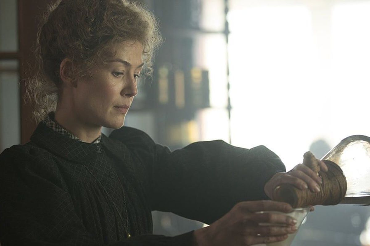 Rosamund Pike in “Radioactive.”