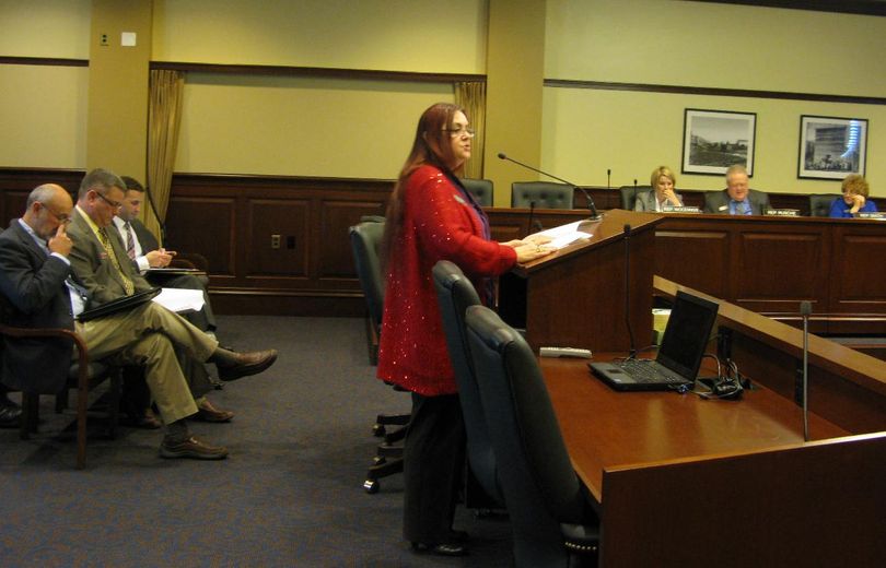 Rep. Shannon McMillan, R-Silverton, presents a bill to the House Environment Committee on Monday (Betsy Russell)