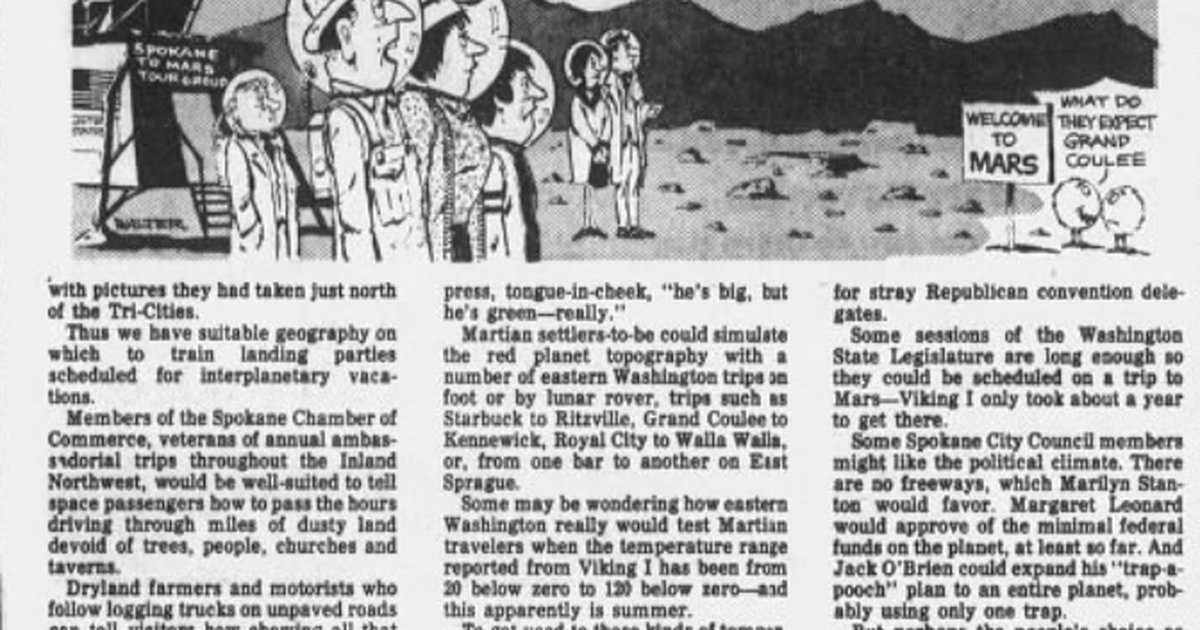 This day in history: The Spokane Interplanetary Airport? Vacations to Mars were floated in a cheeky Chronicle column