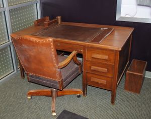The original desk used by then-Idaho Gov. Len B. Jordan in the early 1950s
