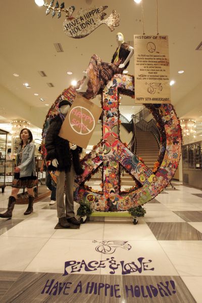 Barneys New York in Beverly Hills, Calif., pays exuberant homage to the enduring peace image.  Los Angeles Times (Los Angeles Times / The Spokesman-Review)