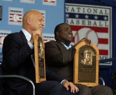 
Cal Ripken, Jr., left, and Tony Gwynn, the newest inductees into the Hall of Fame, emphasized the good side of baseball on Sunday. Associated Press
 (Associated Press / The Spokesman-Review)