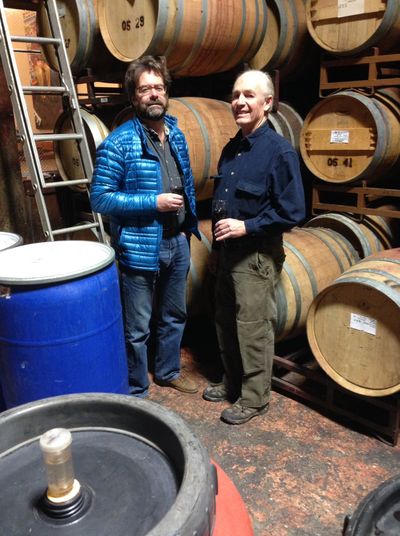 The owners of V du V Wines in Spokane, John Morrow, left, and Kirk Phillips. They are making mostly red wines and the Meritage blend, a Bordeaux blend, is one of the most popular.