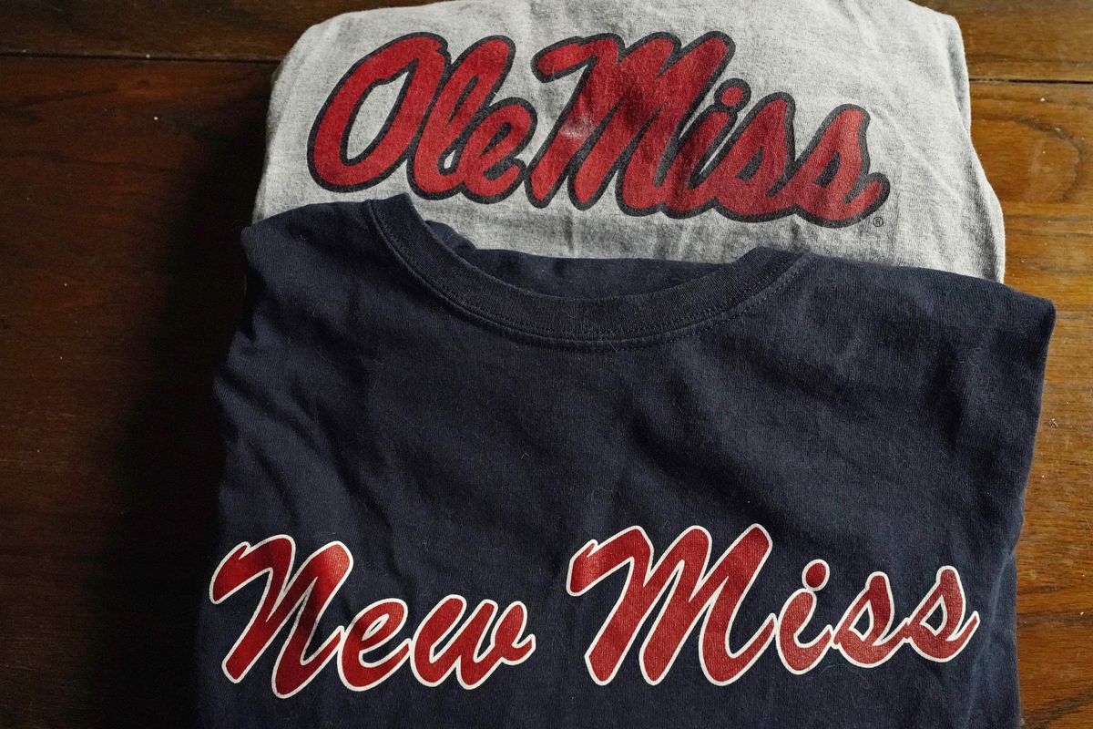 The top t-shirt is emblazoned with one of the University of Mississippi