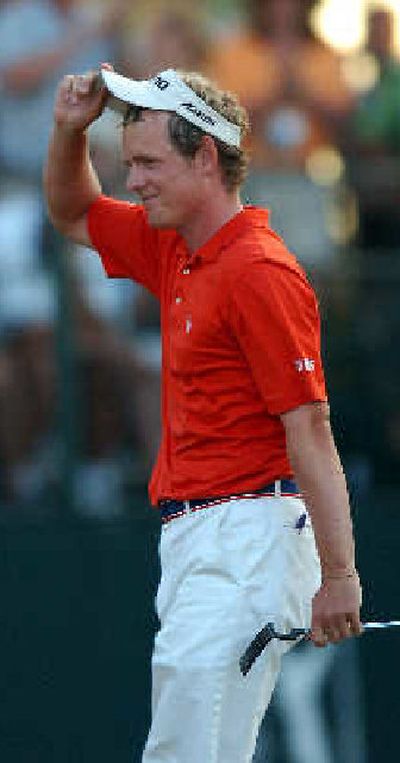 
Luke Donald tips his cap after winning the Honda Classic. 
 (Associated Press / The Spokesman-Review)