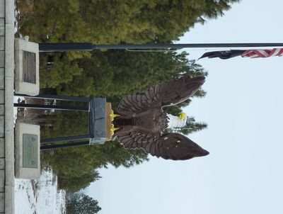 The terra cotta eagle was made at the Washington Brick and Lime Co.’s terra cotta operations in Clayton in 1922. (Stefanie Pettit)