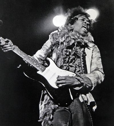 Jimi Hendrix performs at the Monterey Pop Festival on June 18, 1967, in Monterey, Calif. (MBR)