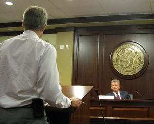 State forester David Groeschl briefs the Idaho Land Board on Tuesday (Betsy Russell)