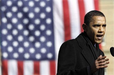 
Sen. Barack Obama, D-Ill., announces his candidacy for president at the Old State Capitol in Springfield, Ill., on Saturday.
 (Associated Press / The Spokesman-Review)