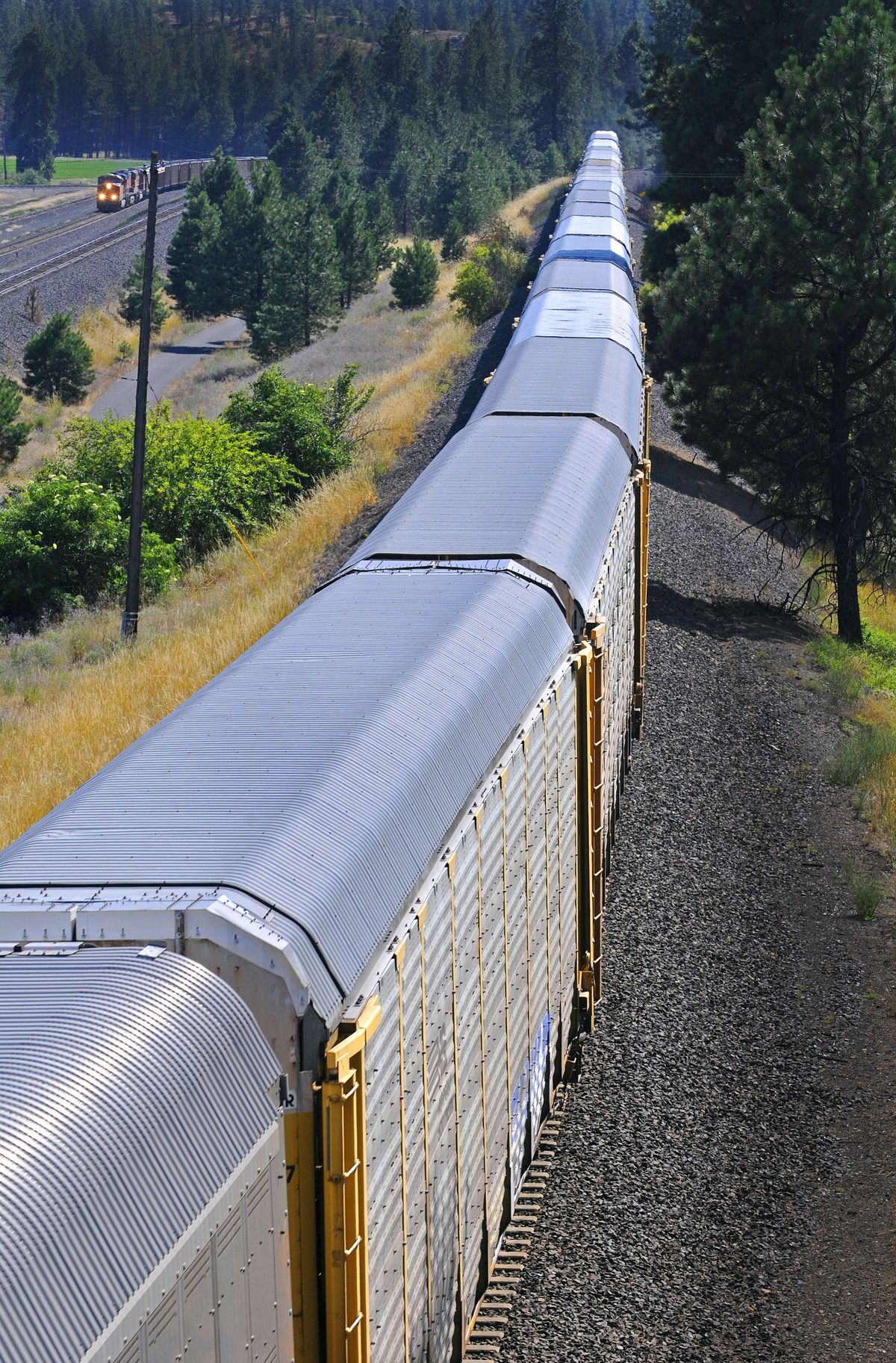A BNSF freight train rolls through the Marshall area just south of Spokane. Trains are harder to jump since the design of the individual cars has become more specialized and streamlined. (CHRISTOPHER ANDERSON chrisa@spokesman.com Below: File photos  archive)
