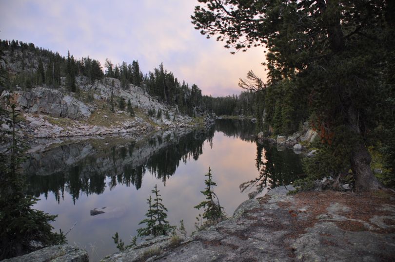 Backpackers found an idyllic scene from their first-night campsite on Peanut Lake (also known as Sliver Lake) in the Absaroka-Beartooth Wilderness of Montana on Sept. 16, 2013.
 (Rich Landers)