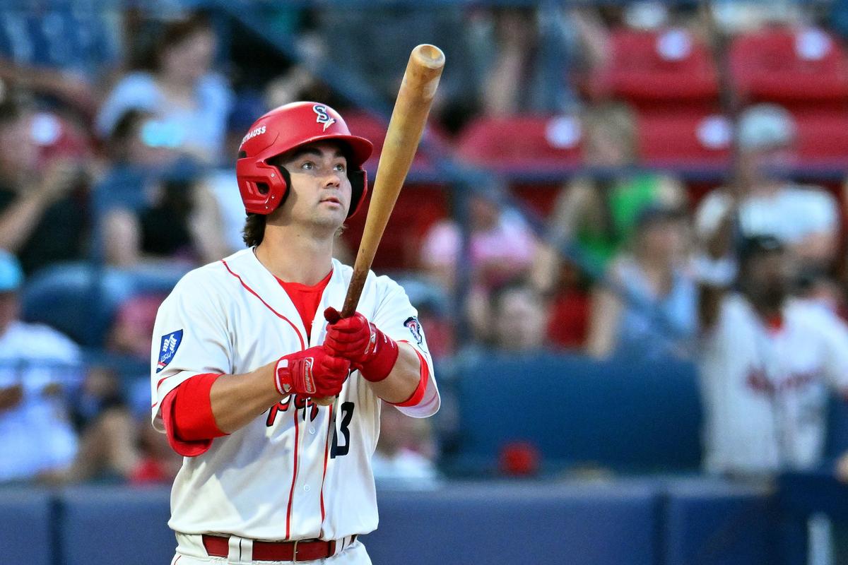 Spokane C/1B Jack O’Dowd watches his three-run home run reach the parking lot past the right field seating area against Vancouver on June 20 at Avista Stadium.  (James Snook)