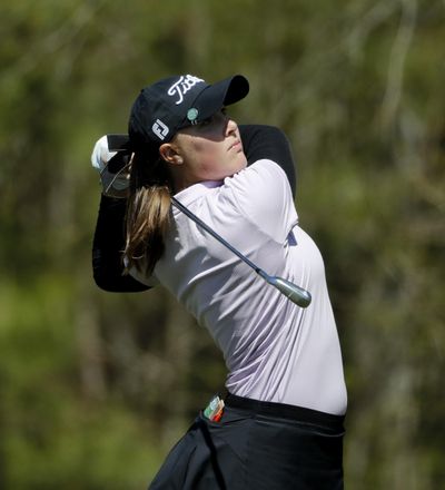 Jennifer Kupcho tees off the 11th hole during the first round of the Augusta National Women’s Amateur golf tournament at Champions Retreat in Evans, Ga., Wednesday, April 3, 2019. (David Goldman / Associated Press)