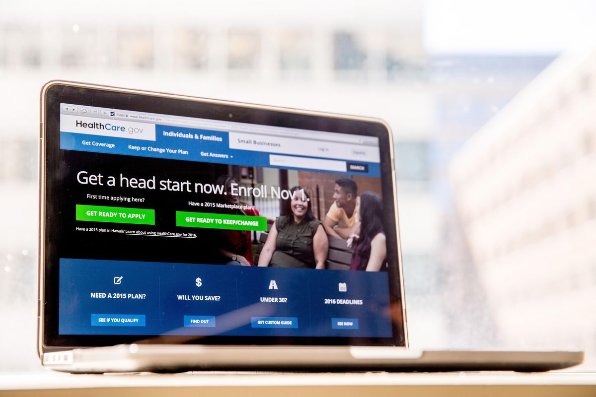 In this Oct. 6, 2015, file photo, the HealthCare.gov website, where people can buy health insurance, is displayed on a laptop screen in Washington. More than 200,000 Americans chose a plan on Nov. 1, 2017, the day open enrollment began, according to an administration official. That’s more than double the number of consumers who signed up on the first day of enrollment last year. (Andrew Harnik / Associated Press)