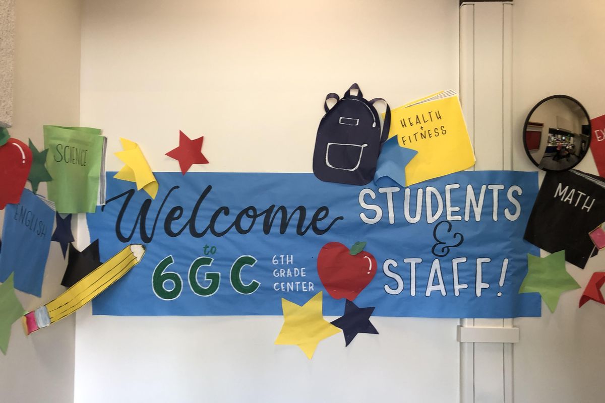 A sign welcomes sixth-graders to their temporary home, the Sixth Grade Center, this school year in the old Northwood Middle School in the Mead School District. (Courtesy of Mead School District)