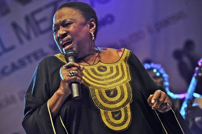 Miriam Makeba sings in Castel Volturno, Italy, on Sunday. Makeba died of a heart attack, after collapsing during the concert.  (Associated Press / The Spokesman-Review)
